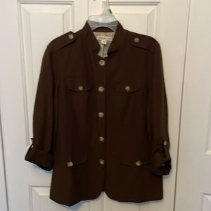 Coldwater Creek Sz 12  Linen Jacket Lined Rolled Tab Sleeves GUC BSC